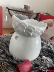 Brûleur en céramique blanche en forme d'aile d'ange