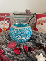 Brûleur à fondant rond à mosaïque bleu