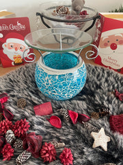 Brûleur à fondant rond à mosaïque bleu