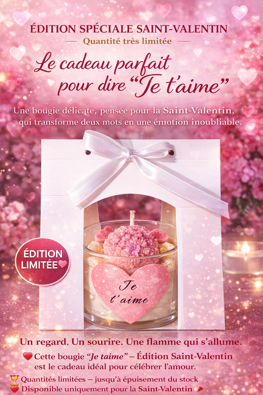 Bougie chantilly Saint valentin Rouge à lèvre (parfum dupe)