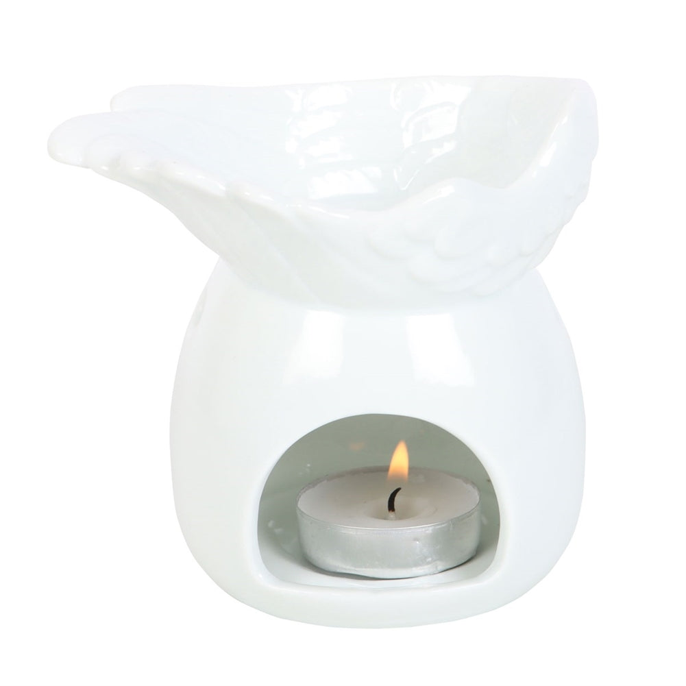 Brûleur en céramique blanche en forme d'aile d'ange