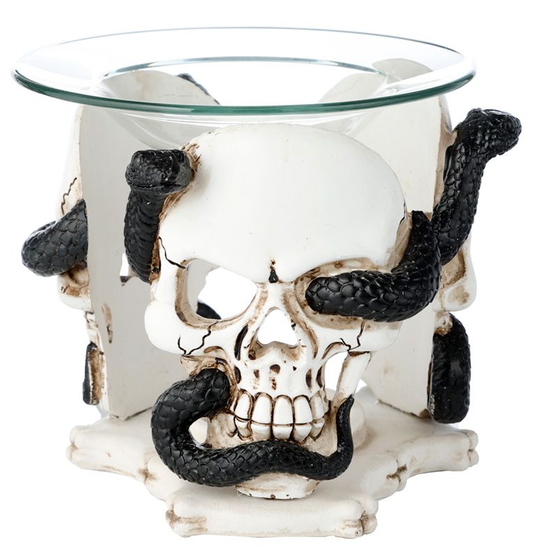 Brûleur crâne serpent et coupelle en verre