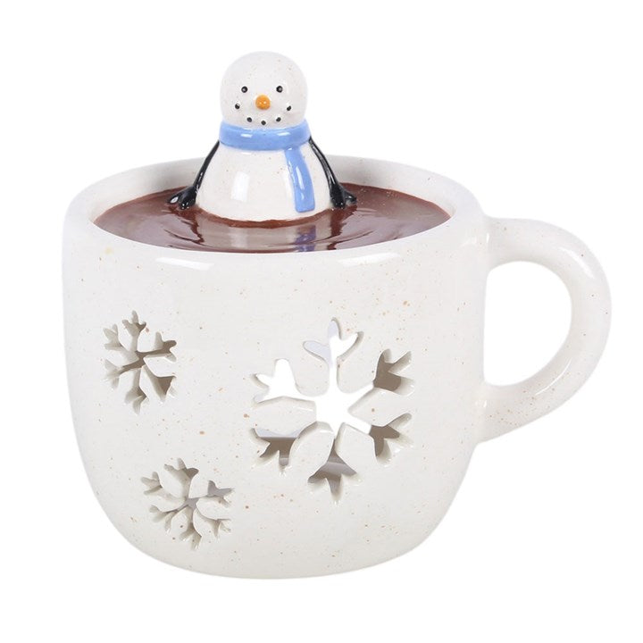 Brûleur de noel bonhomme de neige dans le chocolat chaud