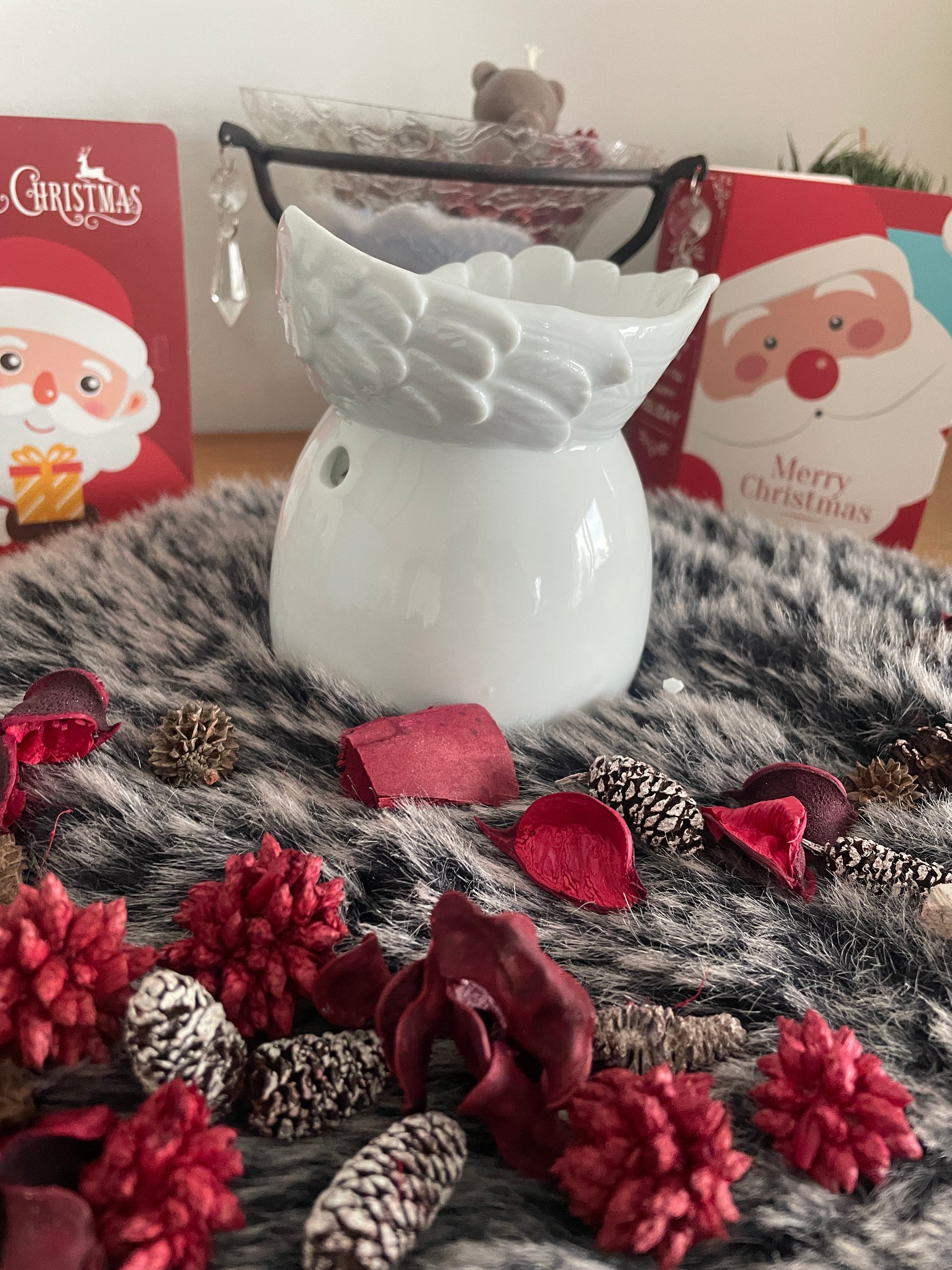 Brûleur en céramique blanche en forme d'aile d'ange