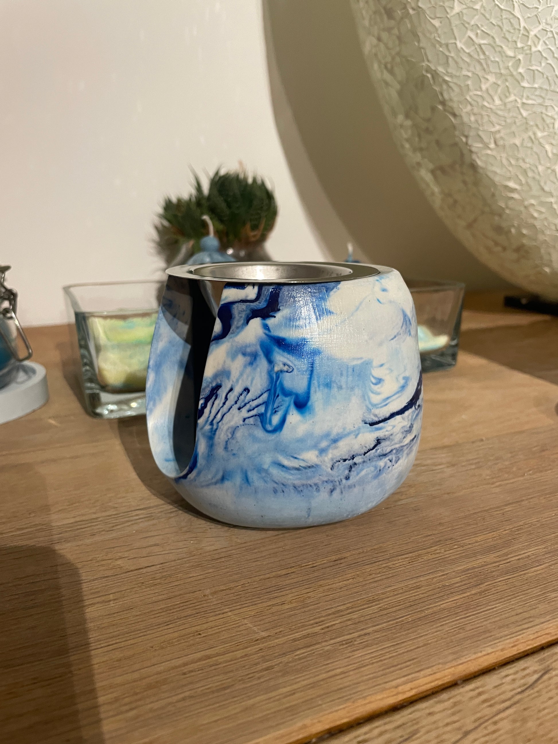 Brûleur Jesmonite bleu marbré