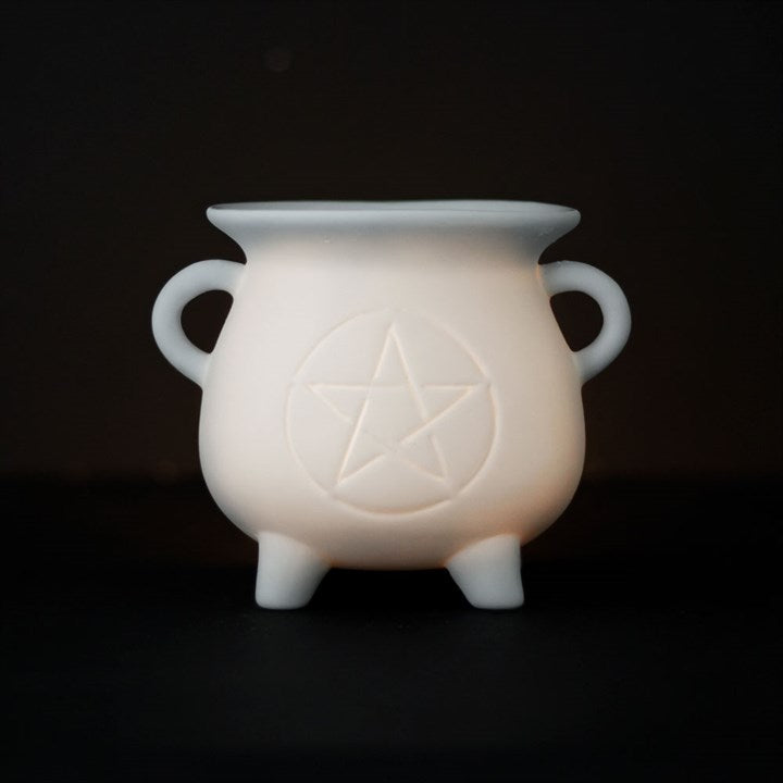 Brûleur pour fondant avec forme de chaudron et inscription Pentagrame