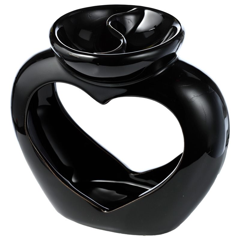 Brûleur double en forme de coeur Noir