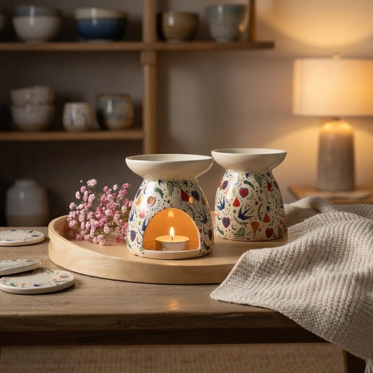 Brûle-parfum Midnight Bloom crème en céramique