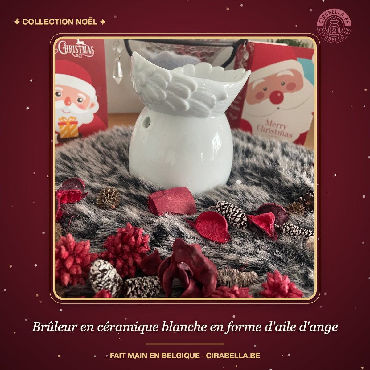 Brûleur en céramique blanche en forme d'aile d'ange