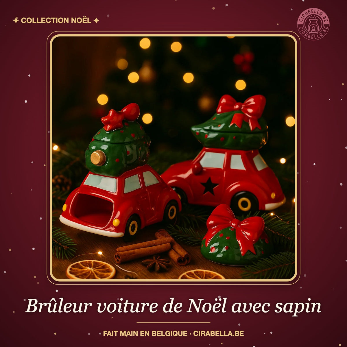 Brûleur voiture de Noël avec sapin