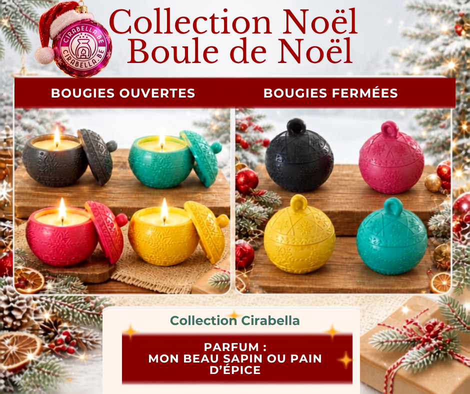 Bougie de Noël Artisanale - Boule de Noël small JAUNE