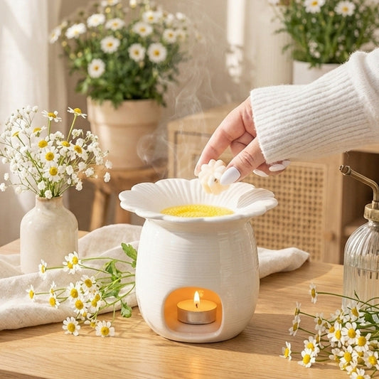 Brûle-parfum Marguerite de Printemps en grès