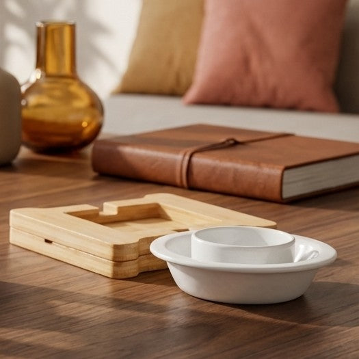 Brûle-parfum Simplicity Arche en céramique et bois