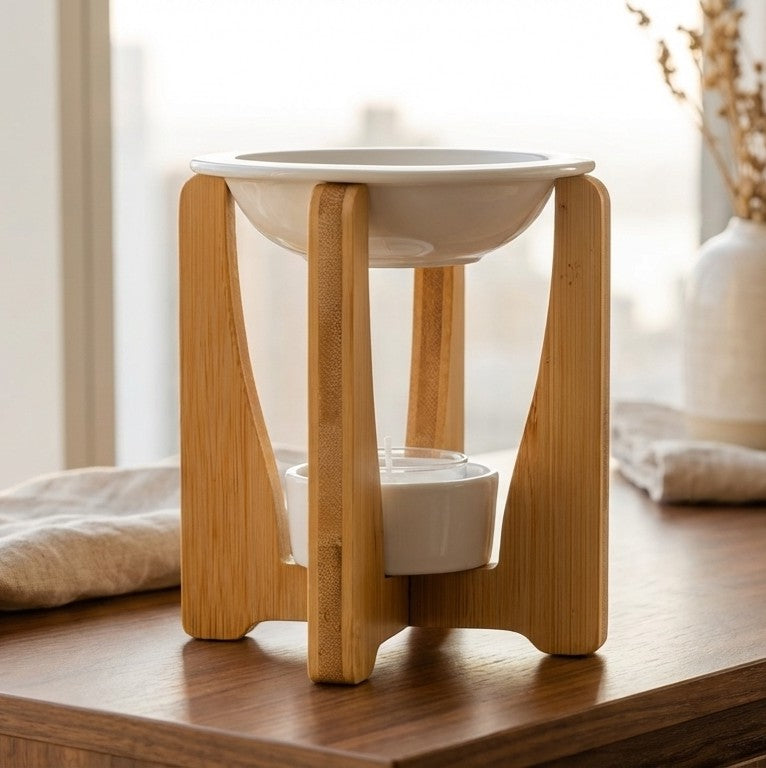 Brûle-parfum Simplicity Arche en céramique et bois